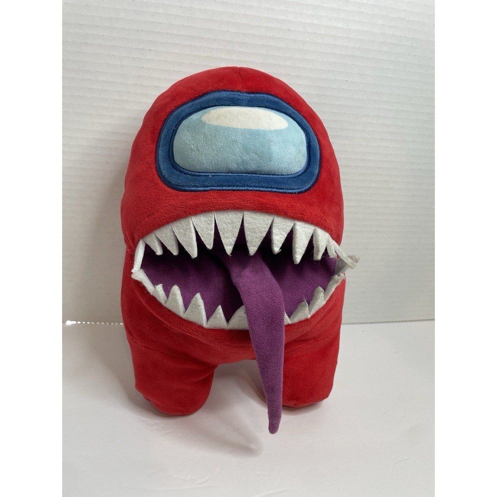 Toikido Among Us Plush Red Imposter 10" Tall Stuffed Monster Purple Tongue